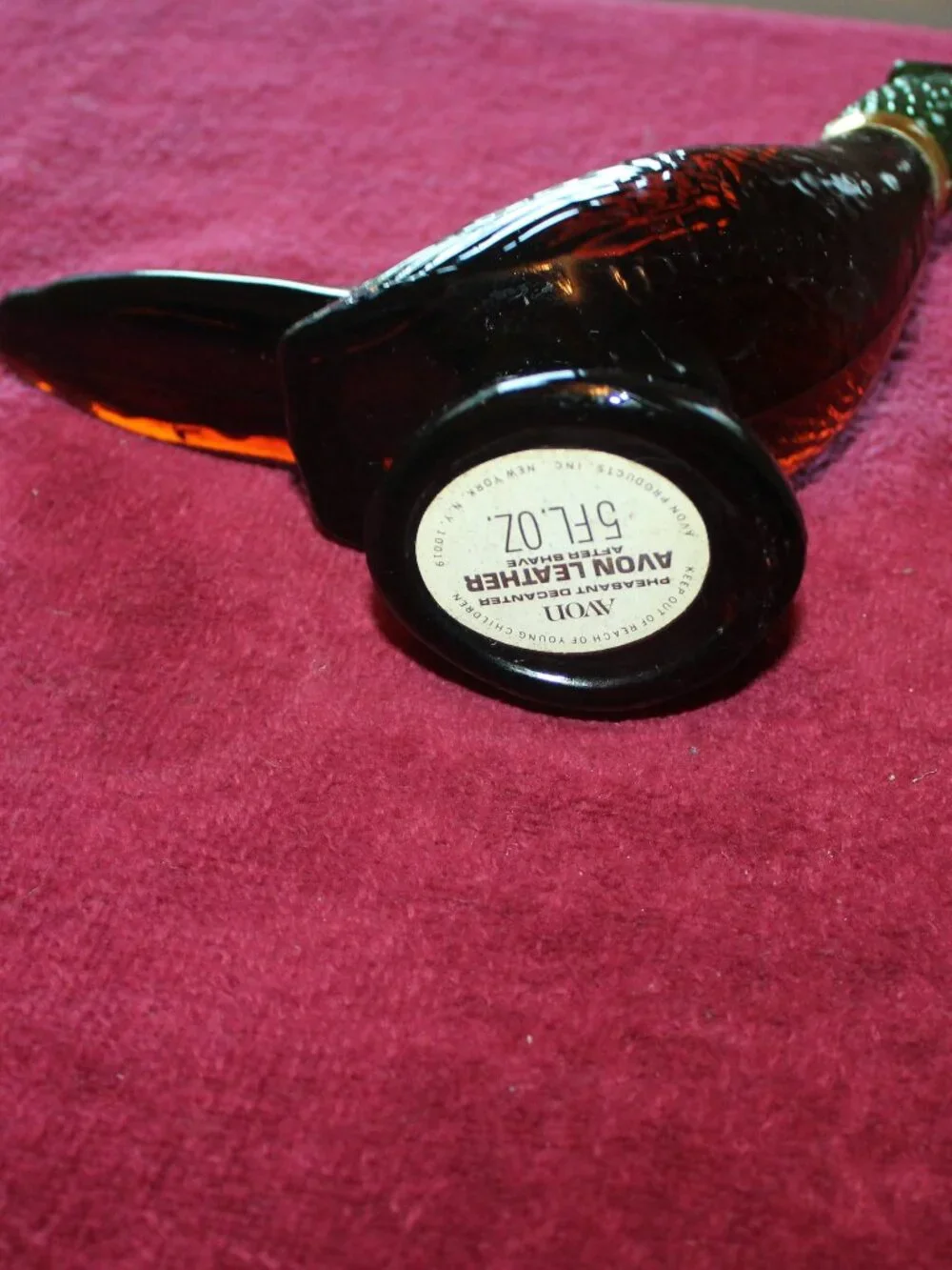 Vintage 1970s Avon Ringneck Pheasant glass decanter for men's aftershave